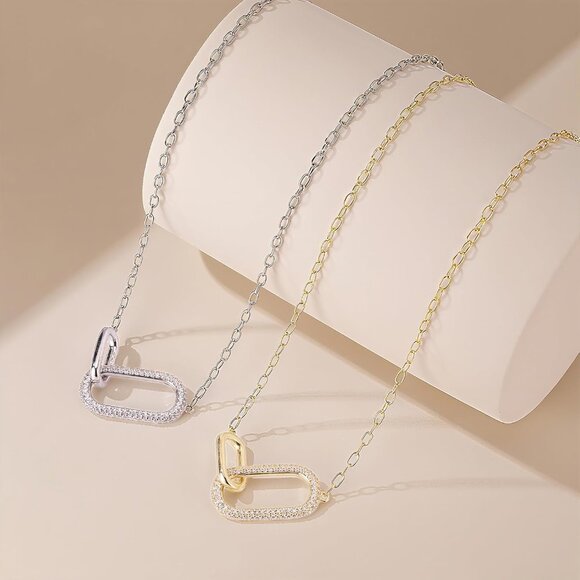 Sterling Silver 14K Gold Plated Pendant Necklace for Women Gift Layered Jewelry - Picture 4 of 6